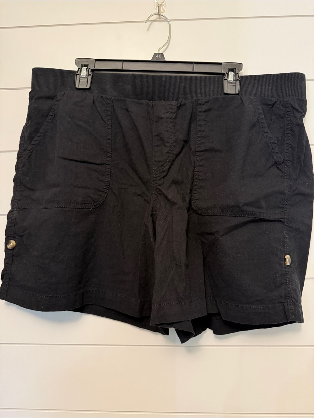 Sonoma Black Elastic Waist Shorts with Button Tabs